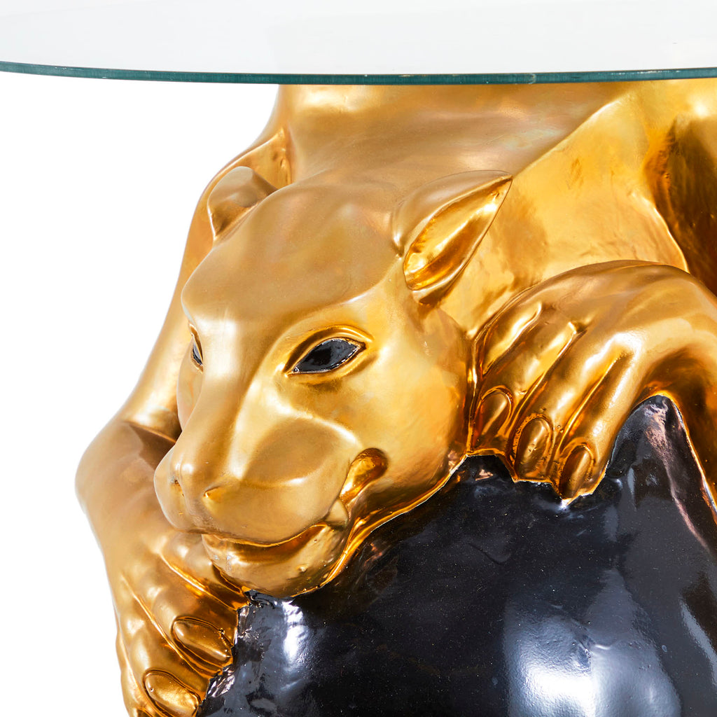 Stalking Gold Panther Side Table
