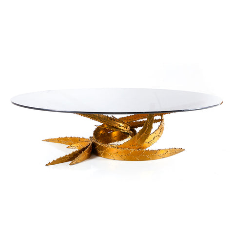 Black Glass & Gold Twist Coffee Table