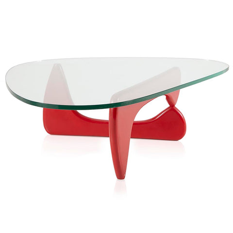 Noguchi Style Glass Coffee Table - Red