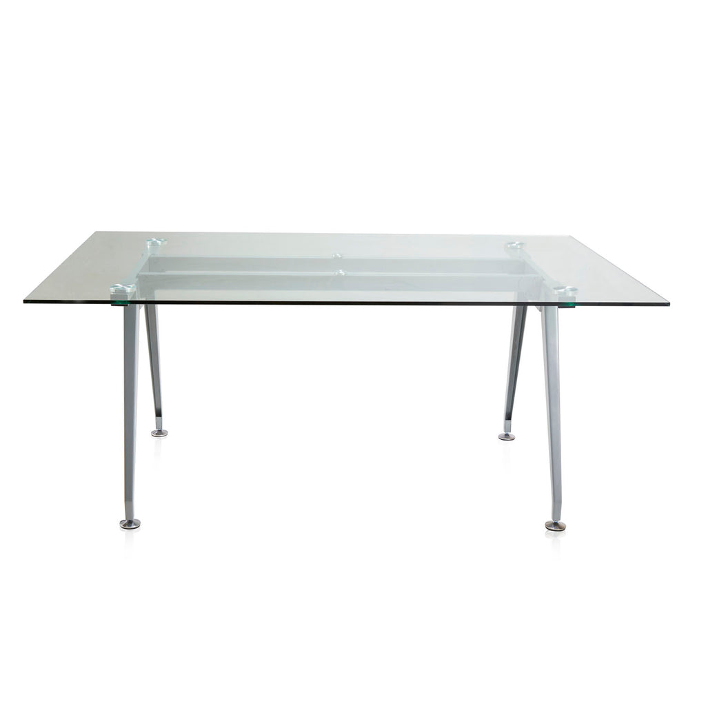 Rectangular Glass Top Conference Table