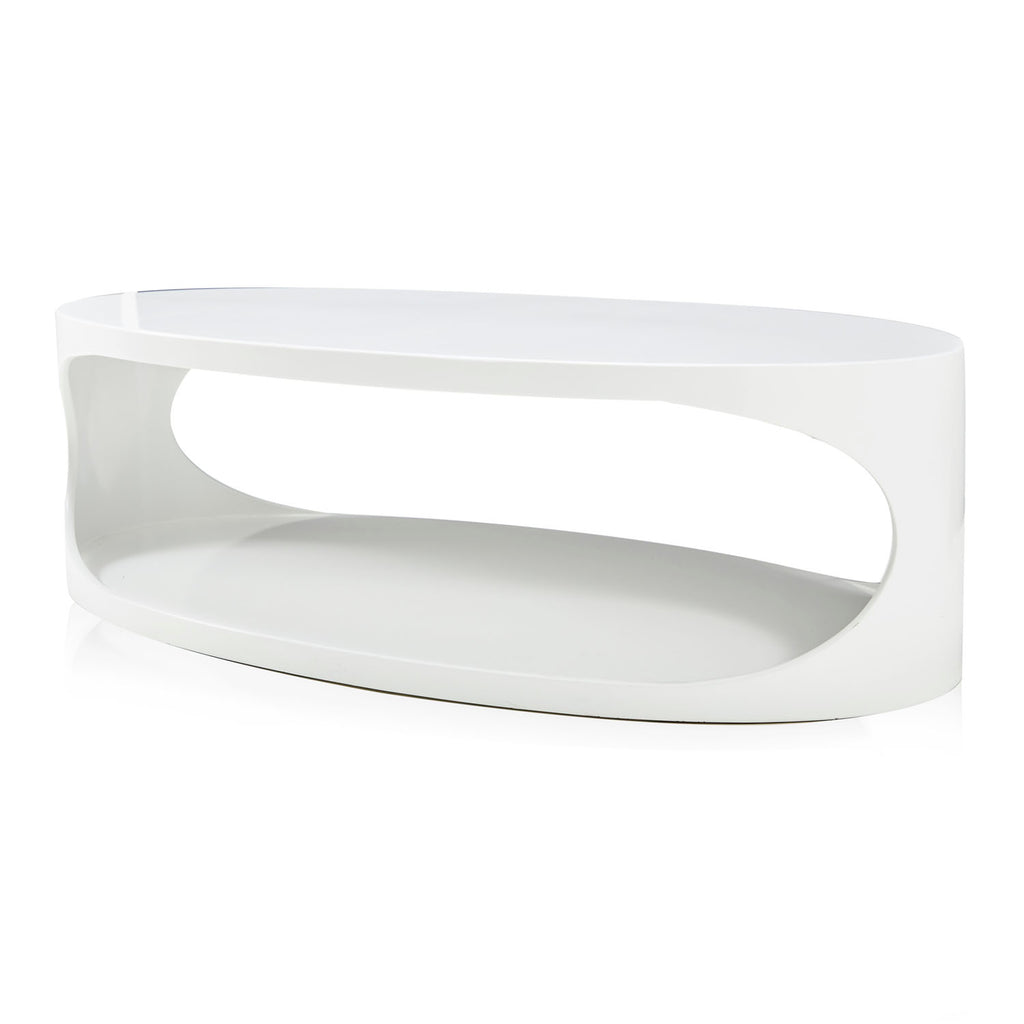 White Oval Cutout Coffee Table