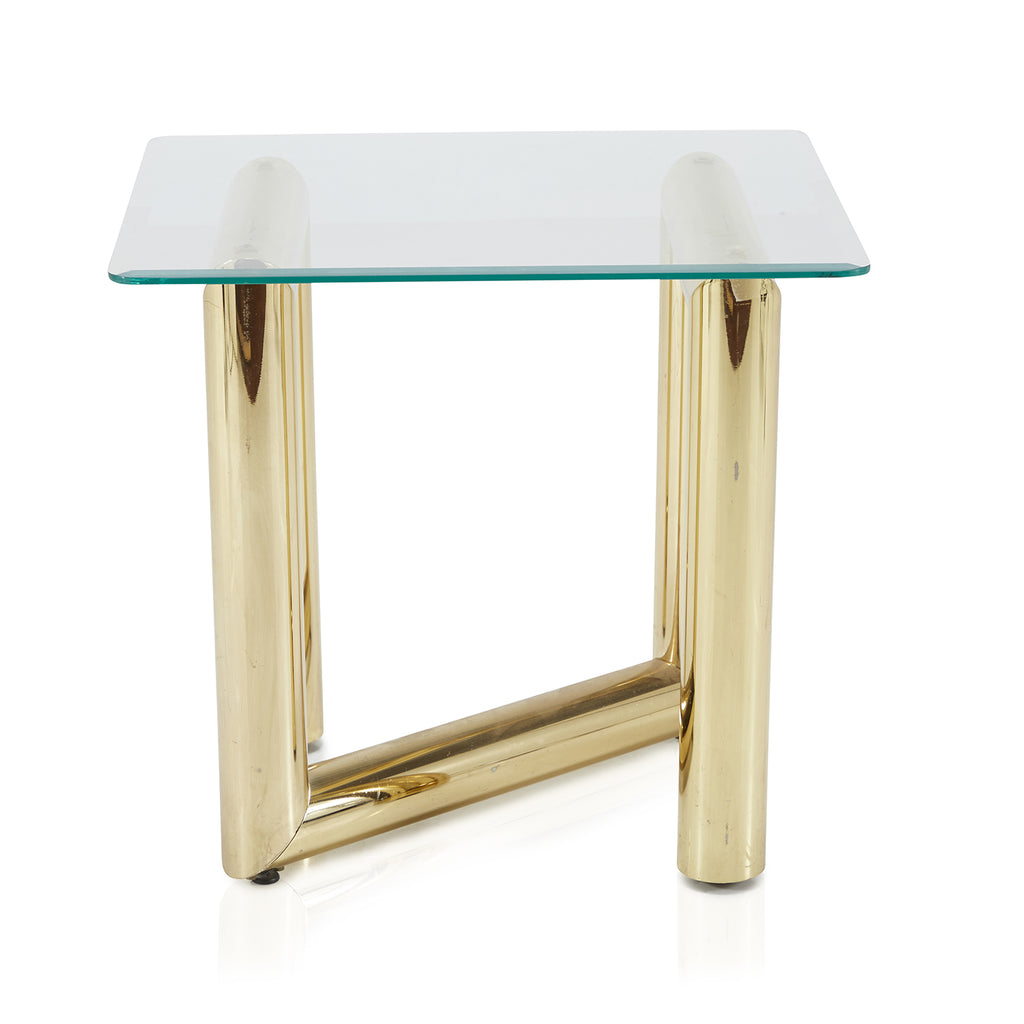 Gold Tube & Glass End Table