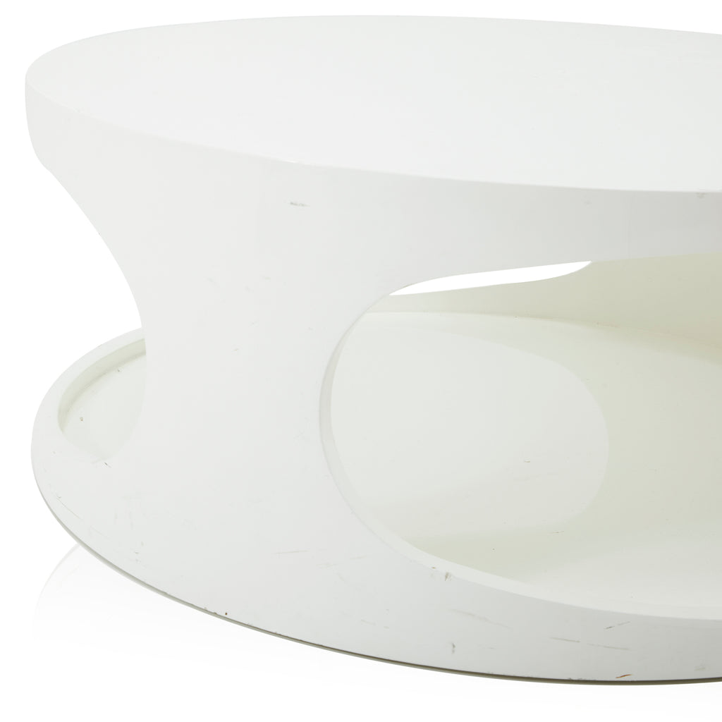 Round White Mod Coffee Table