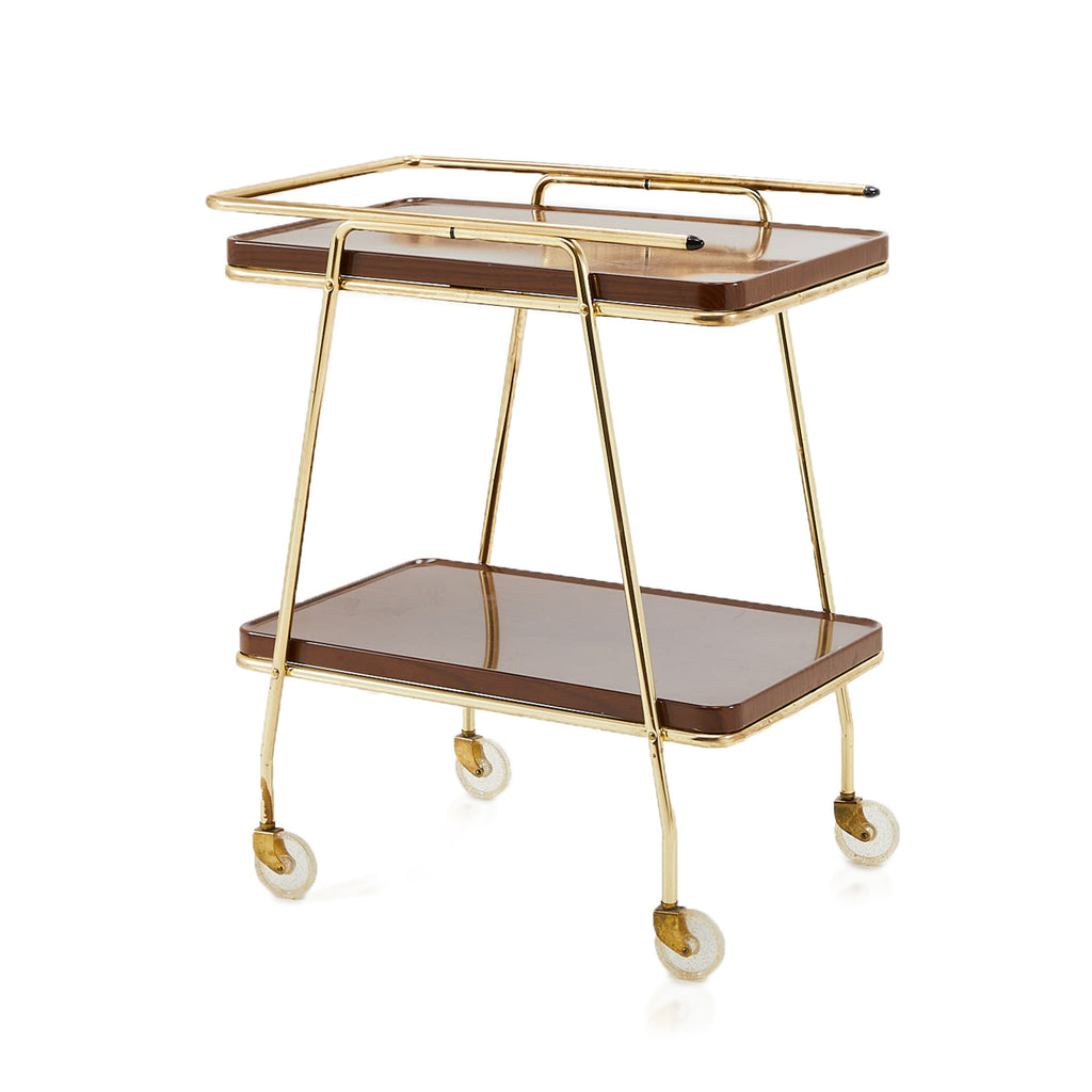 Wood & Gold Rolling Deco Bar Cart