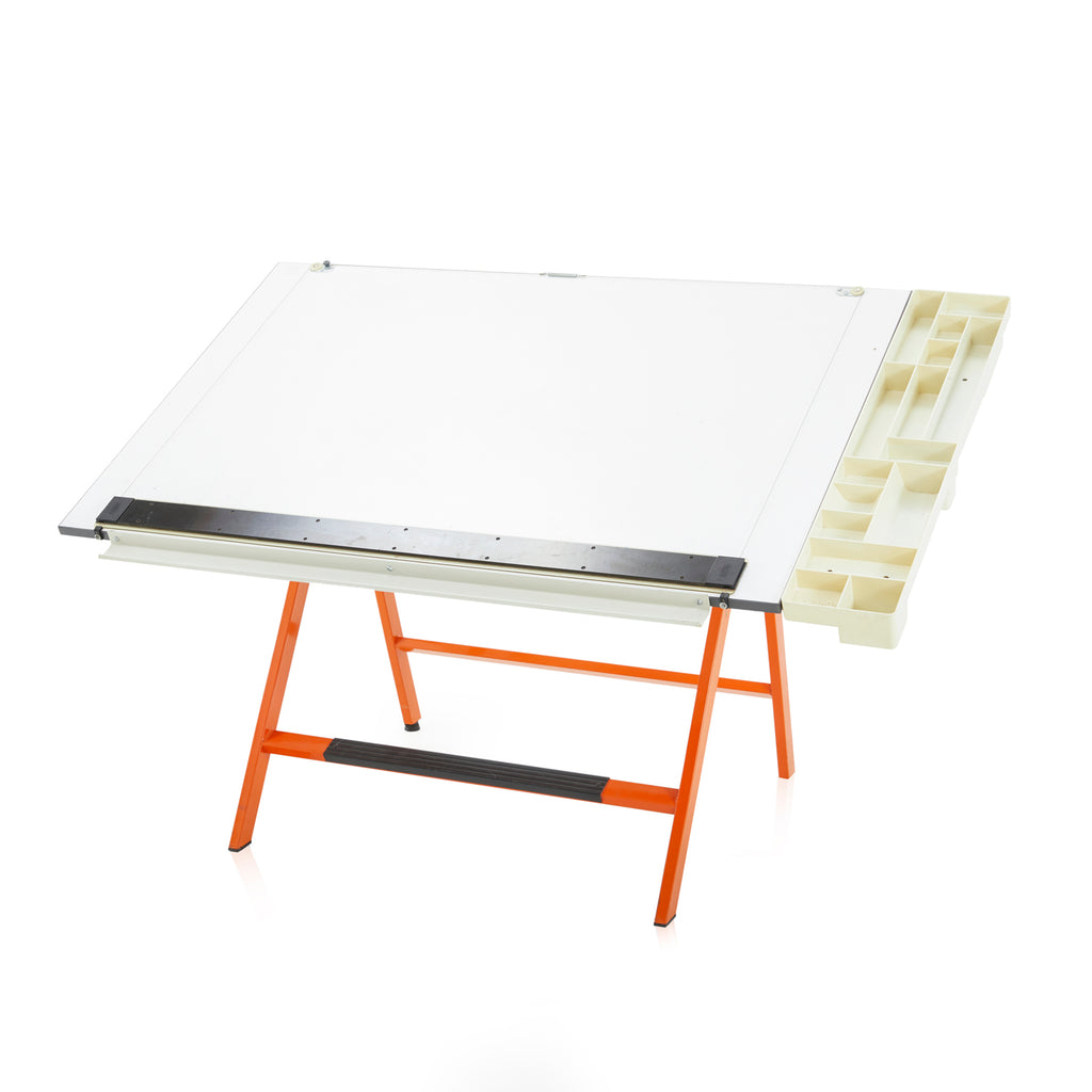 White Drafting Table with Orange Base