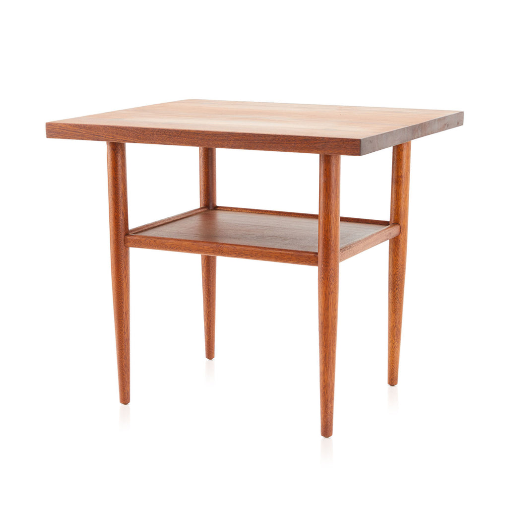 Wood Mid Century Modern Split Level Side Table