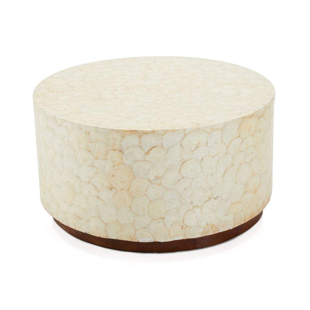White Ivory Fish Scale Round Coffee Table