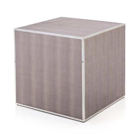 Snake Skin Vinyl Square Pedestal with Metal Frame