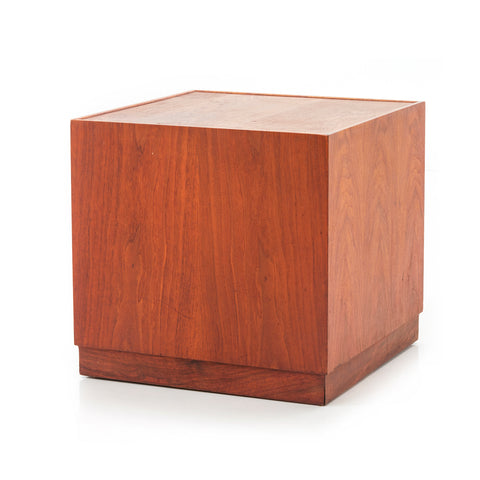 Wood Cube Mid Century Side Table