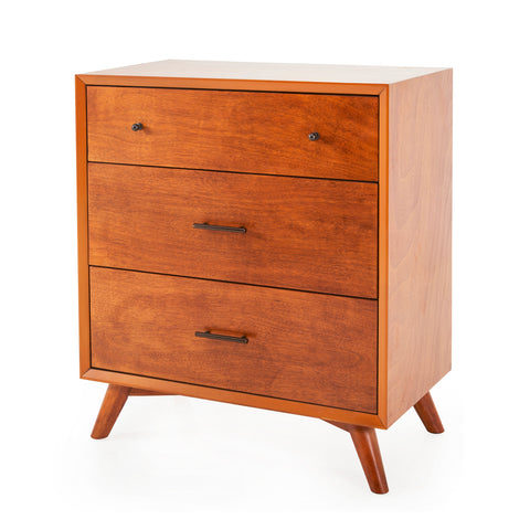Wood Three-Drawer Mid Century Dresser