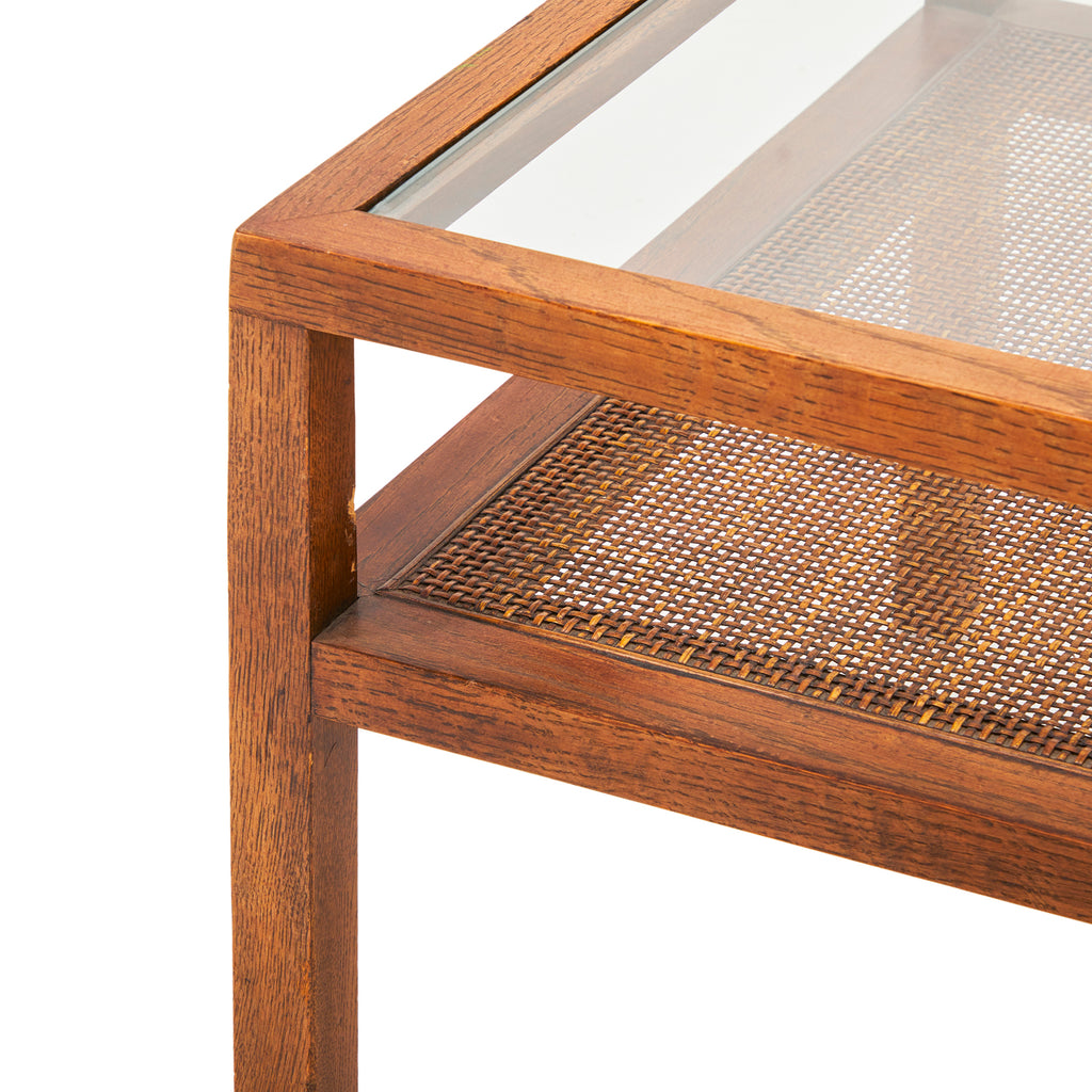 Square Wood and Glass Side Table