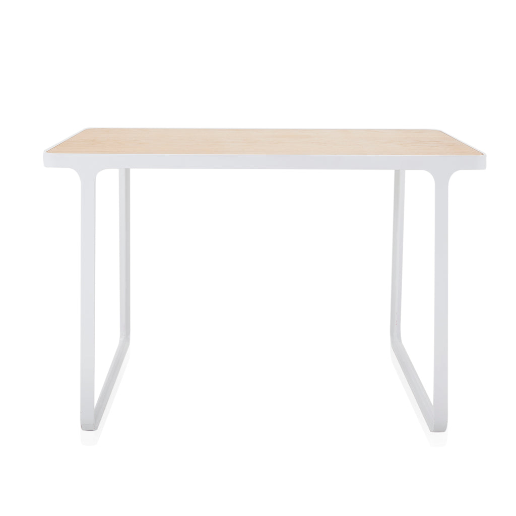 Wood & White Frame Standing Desk Table