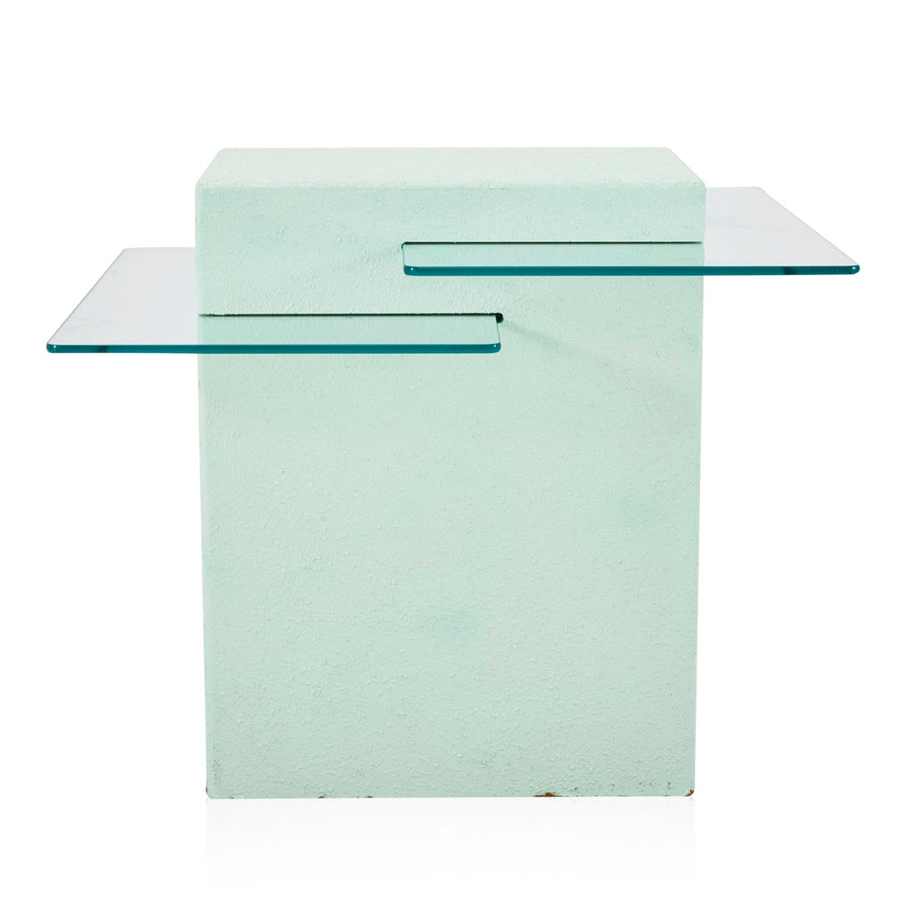 Mint Green Cube 2-Tier Glass Side Table
