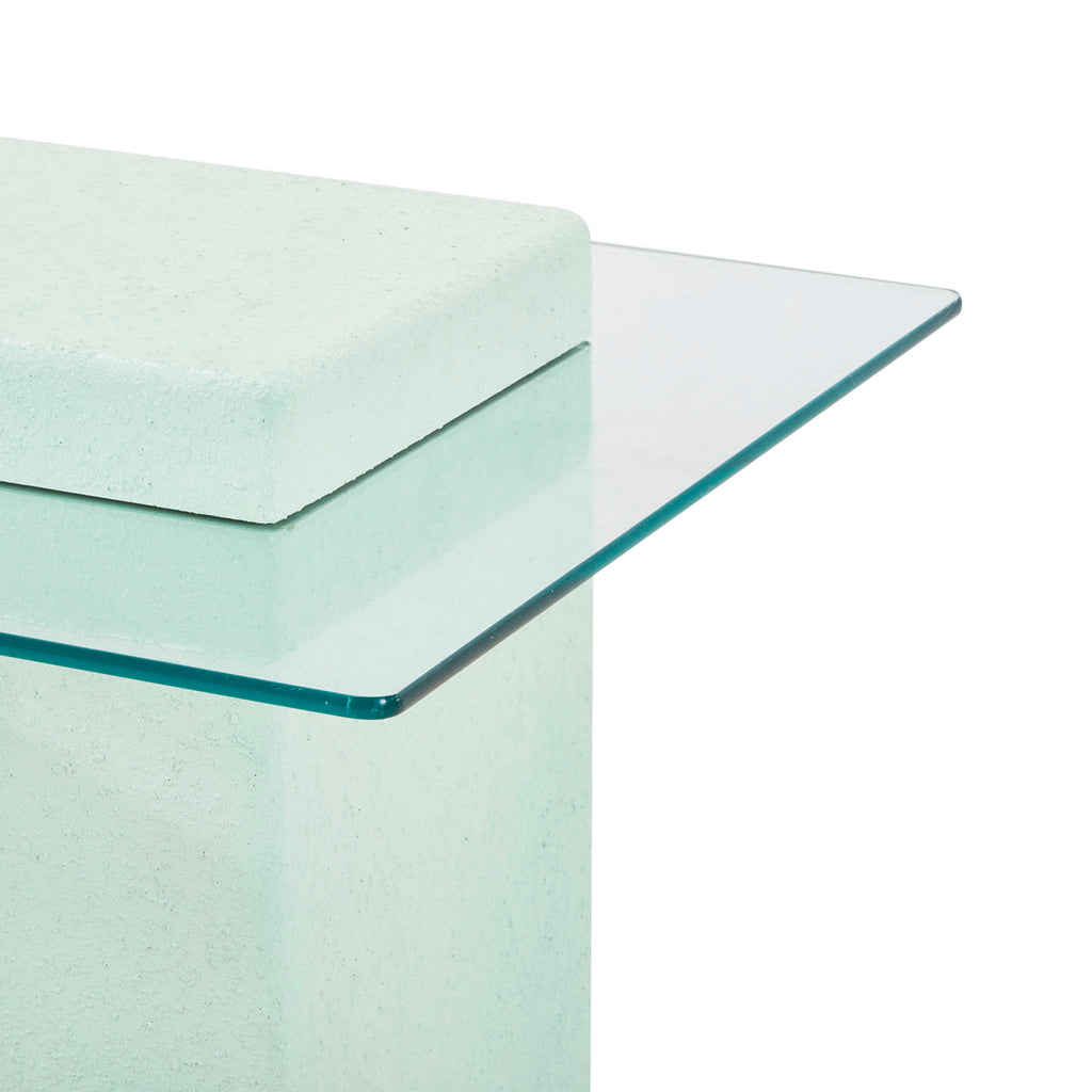 Mint Green Cube 2-Tier Glass Side Table