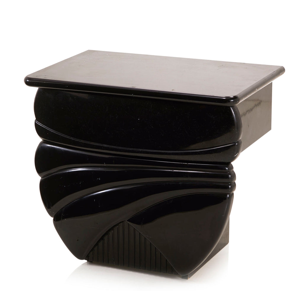 Black Glossy 80's Wave Bedside Table