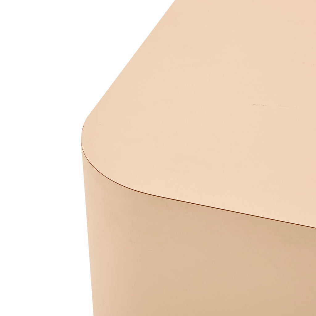 Beige Large Curved Square Pedestal with Gold Trim