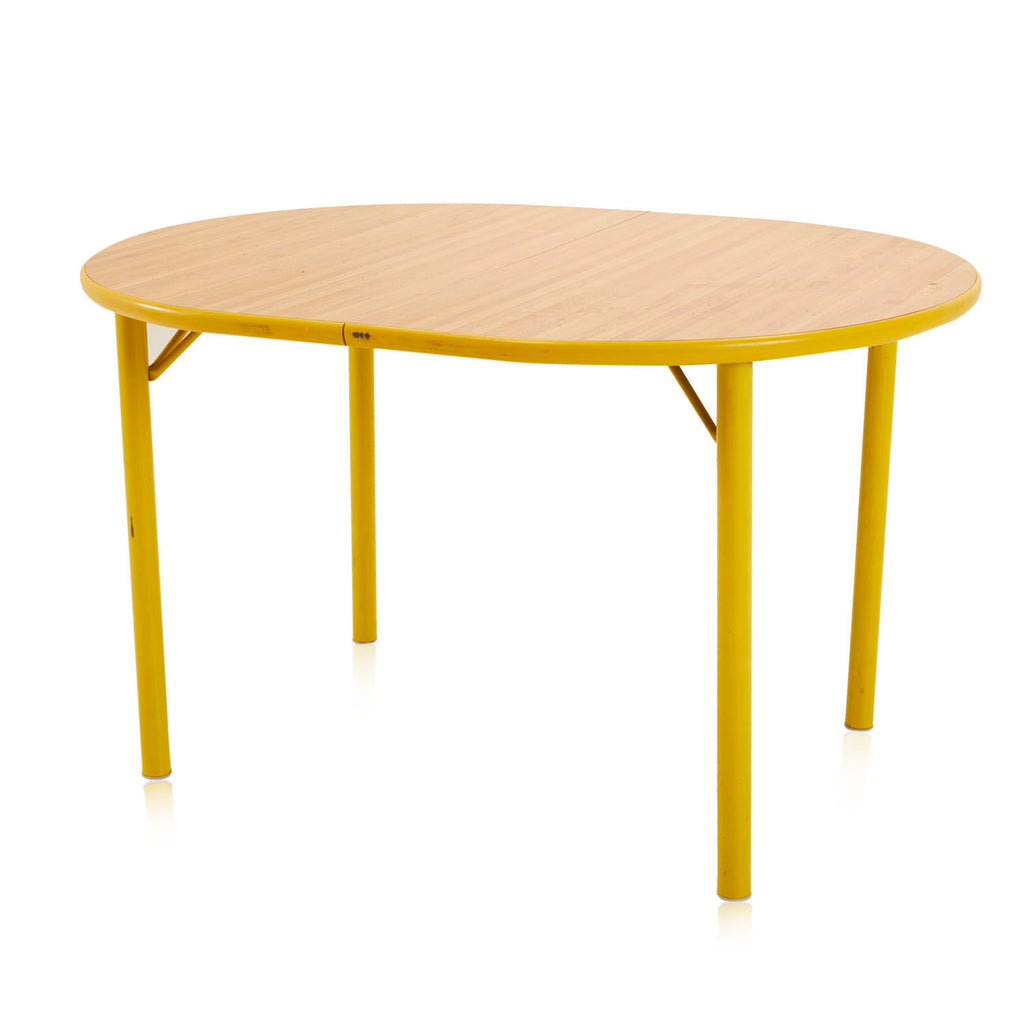 Yellow & Wood Top Oval Folding Kitchen Table