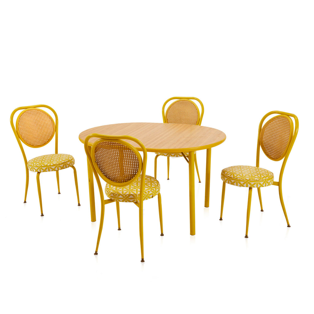 Yellow & Wood Top Oval Folding Kitchen Table