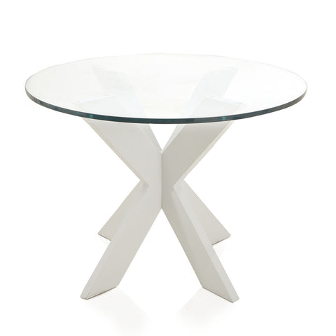 Glass & White Round Side Table