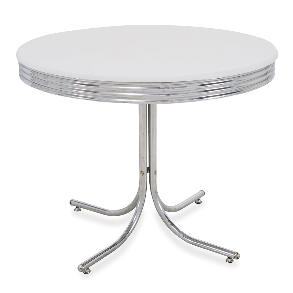 Round White + Chrome Kitchen Table