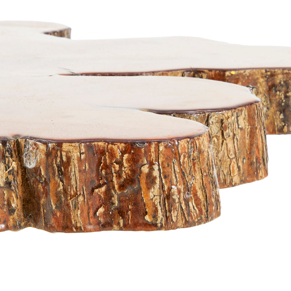 Wood Slice + Chrome Side Table