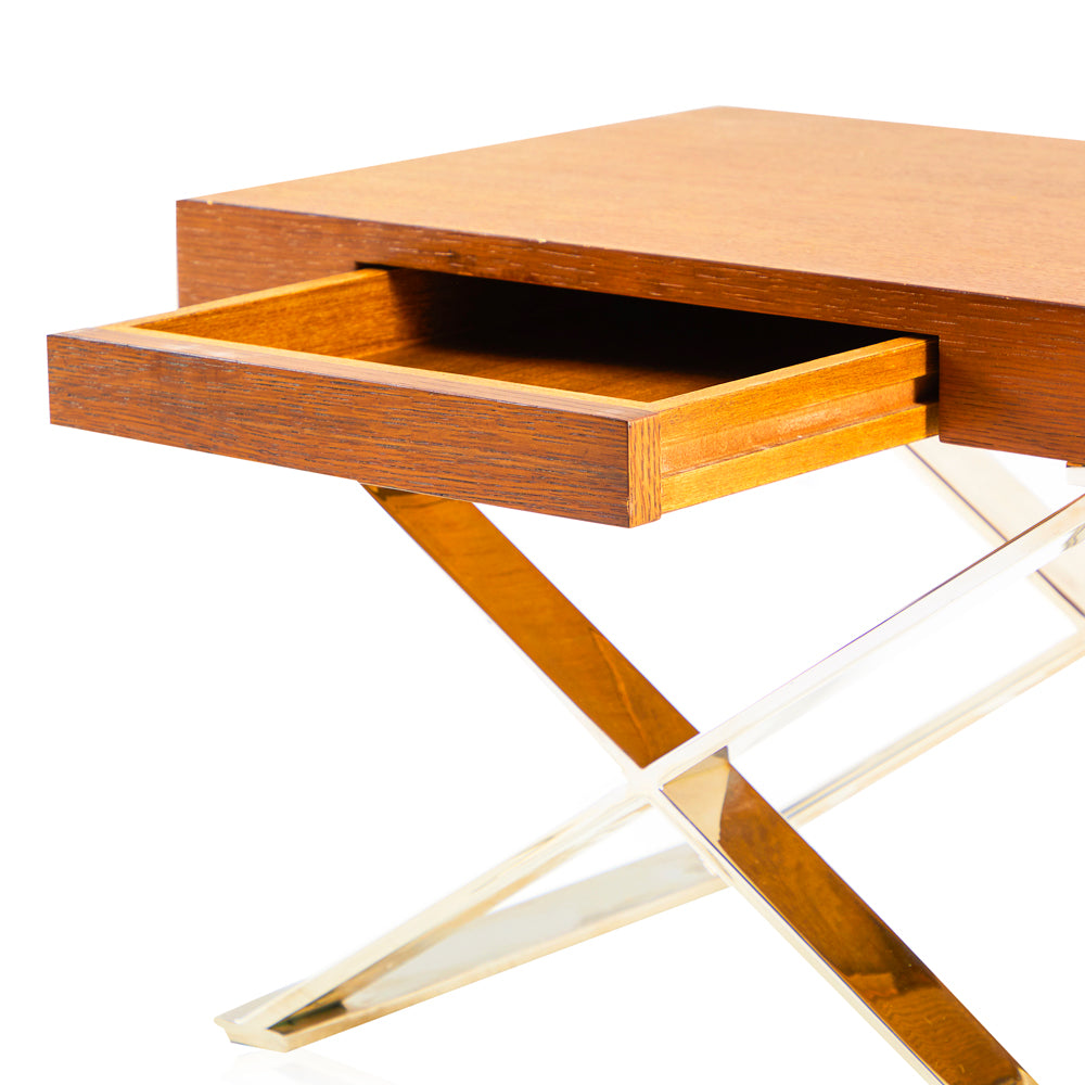 Wood Chrome X Side Table