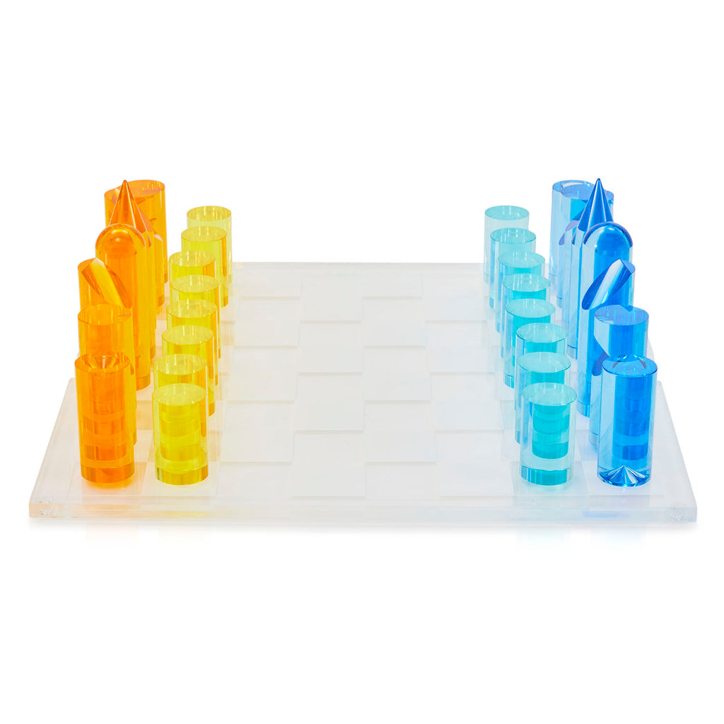 Orange Blue Acrylic Chess Set