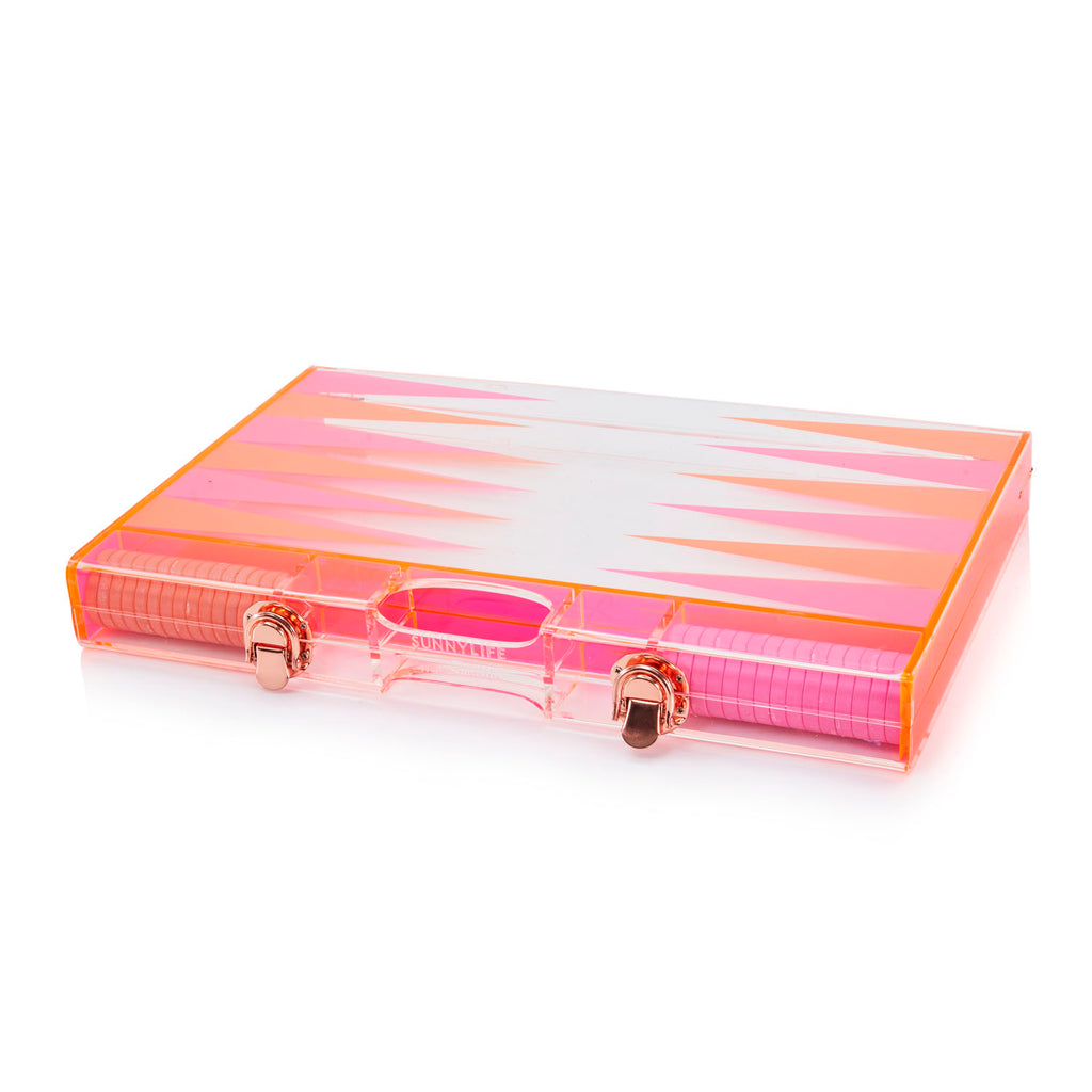 Pink and Orange Lucite Backgammon Set