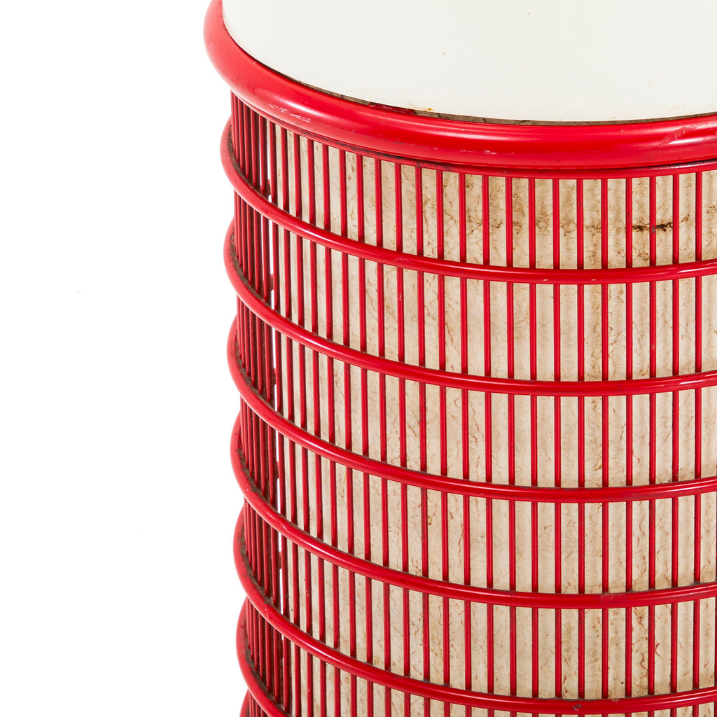 Red Grated Outdoor Garbage Can