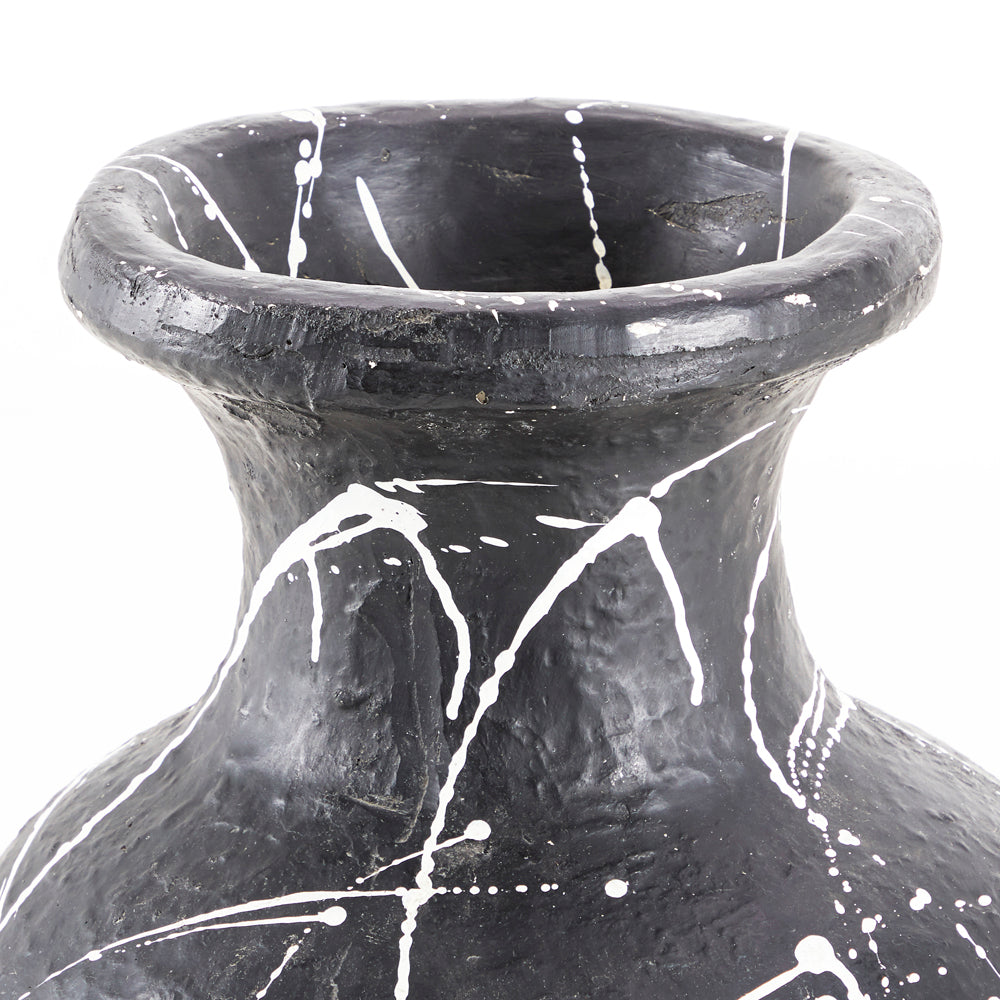 Huge Black and White Splatter Floor Planter Vase