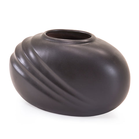 Black Round Wave Ridge Vase