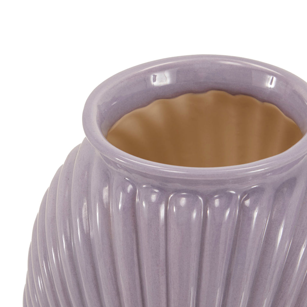 Lavender Grey Ribbed Vase (A+D)