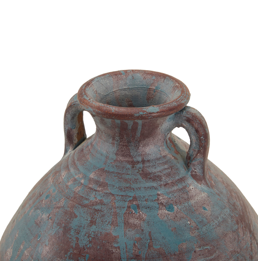 Purple Blue Ceramic Cone Vase in Metal Stand