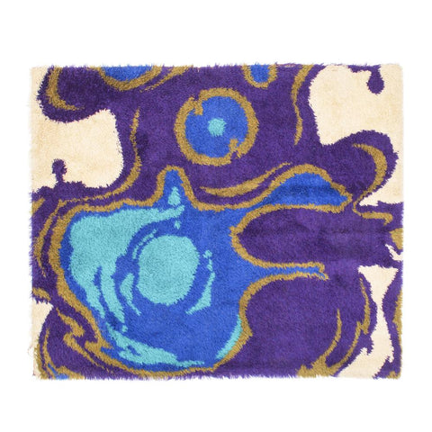 Purple Blue Abstract Swirl Rug