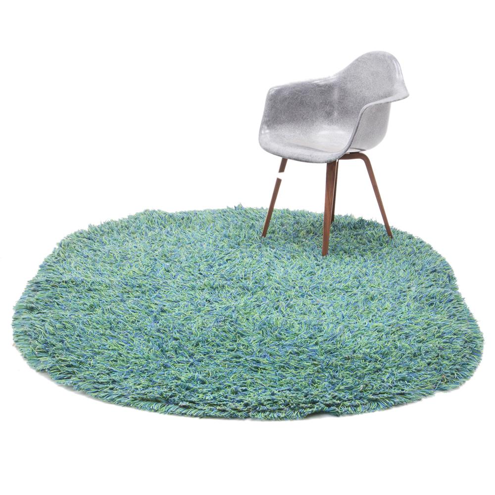 Turquoise Long Shag Oval Rug