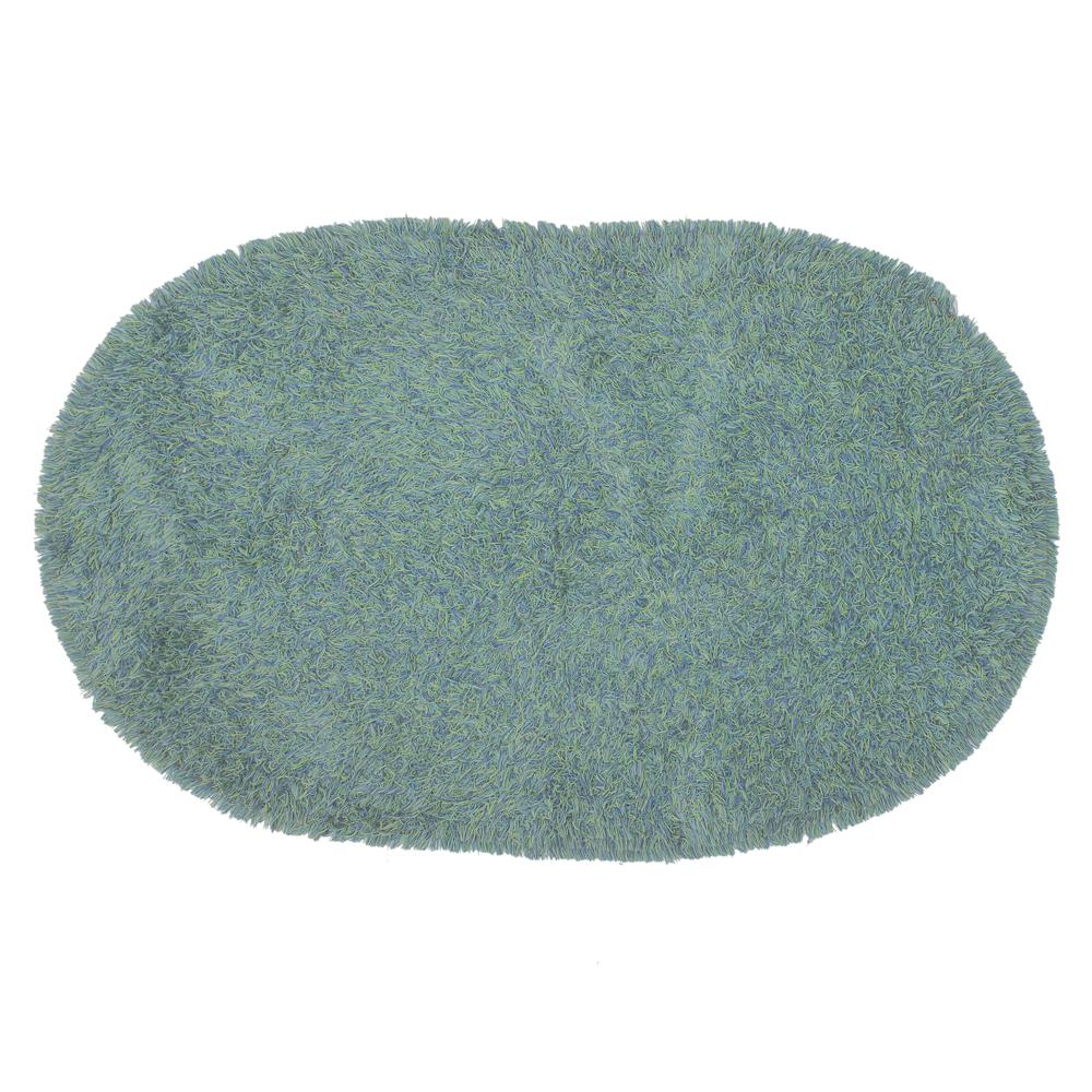 Turquoise Long Shag Oval Rug