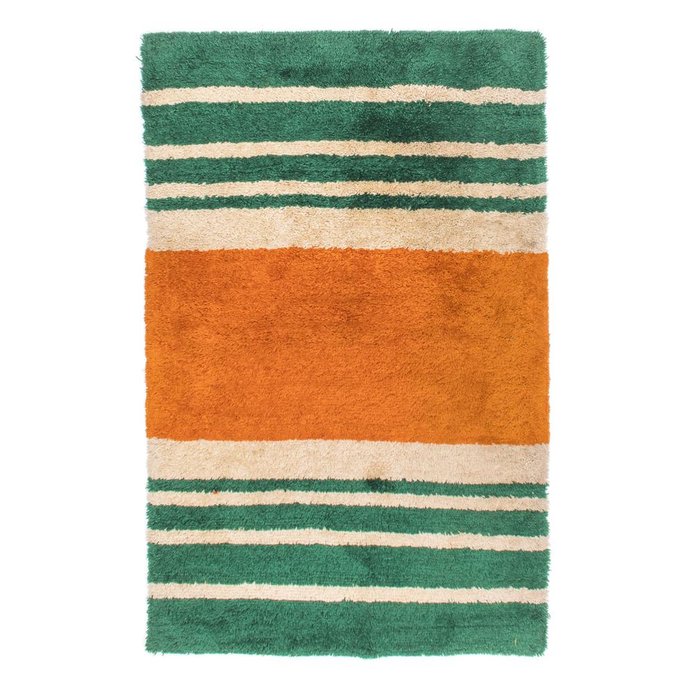 Green and Orange Striped Rug