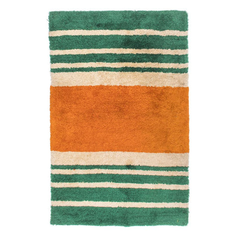 Green and Orange Striped Rug