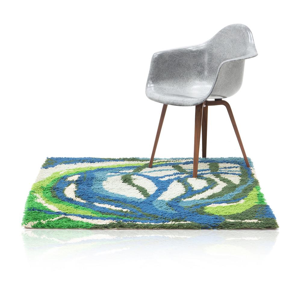 Blue and Green Branch Design Rug