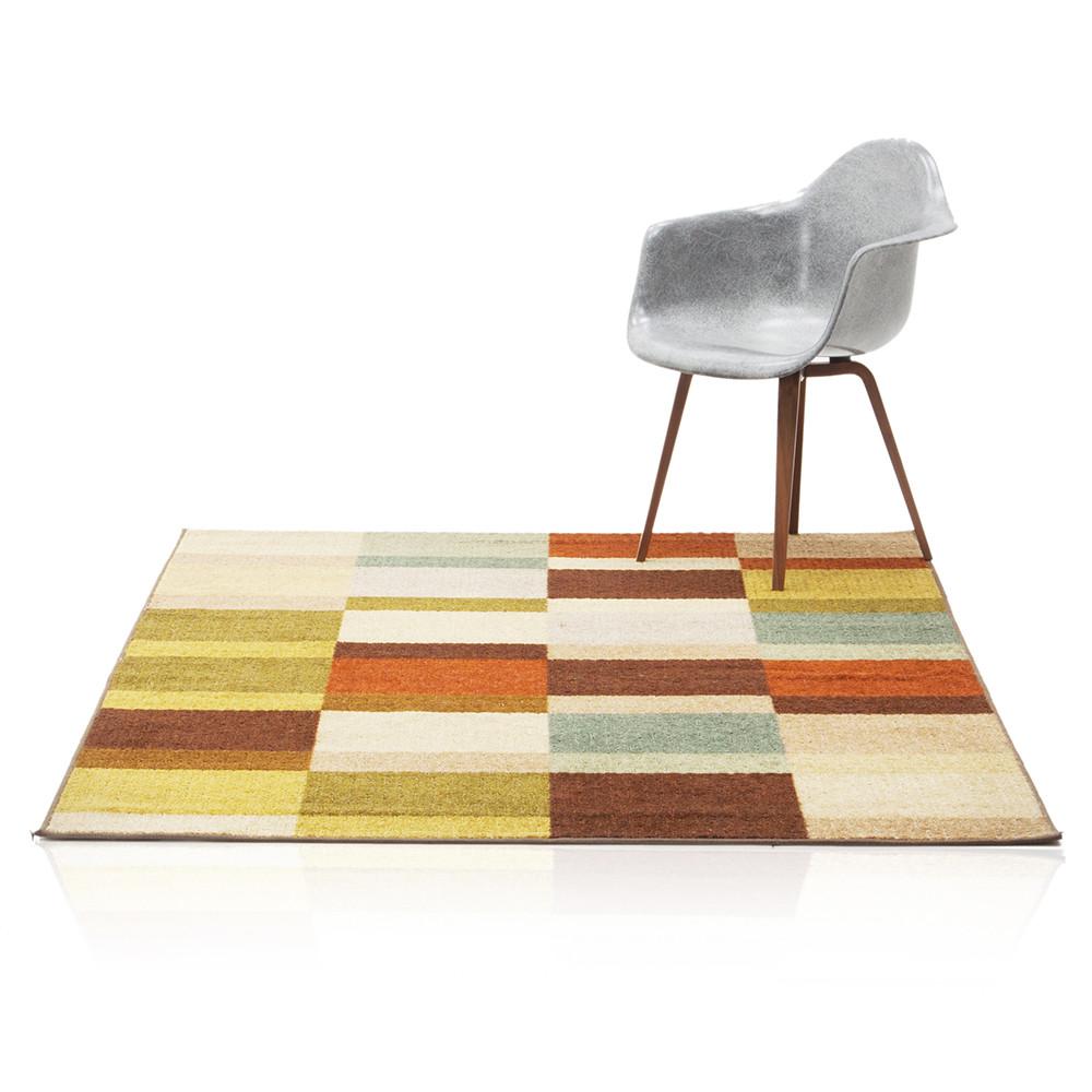 Brown Green Blue Checkered Pattern Rug