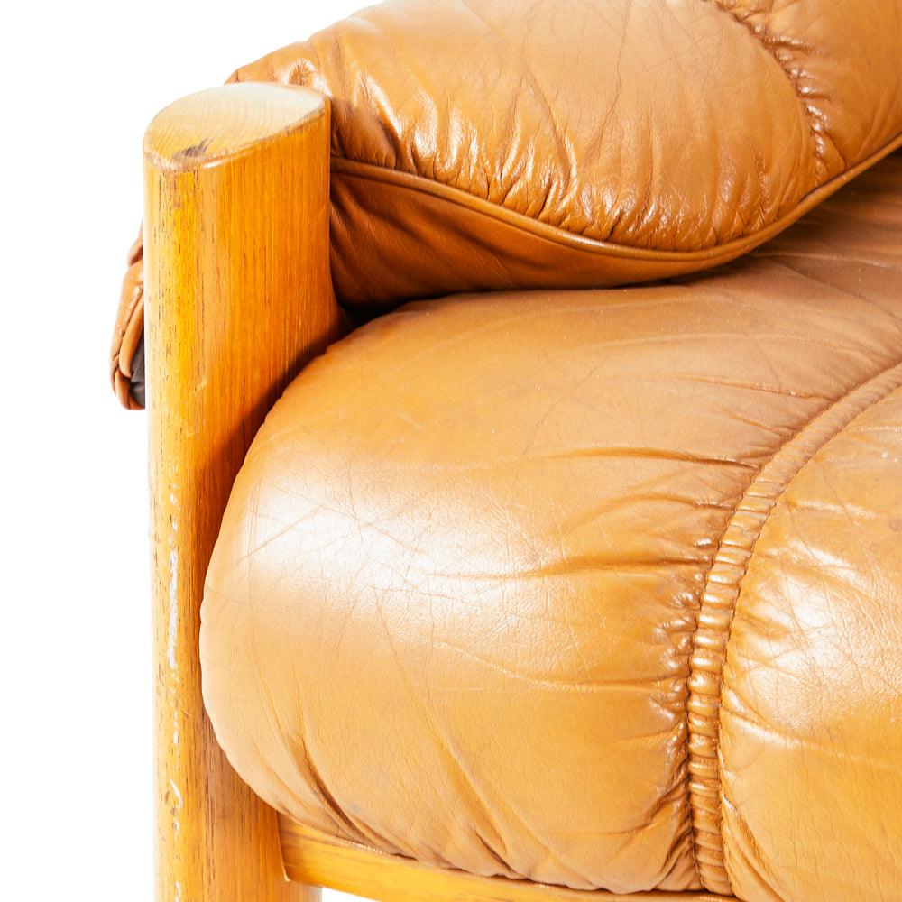 Carmel Leather Channel Tufted Danish Sofa