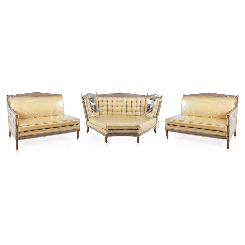 Plastic Covered Gold 3-pc Sectional Sofa