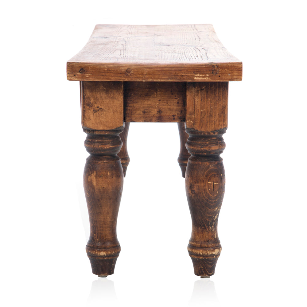 Large Dark Wood Rustic Farmhouse Table with Turned Legs