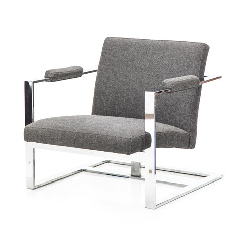 Grey Tweed Lounge Chair and Ottoman