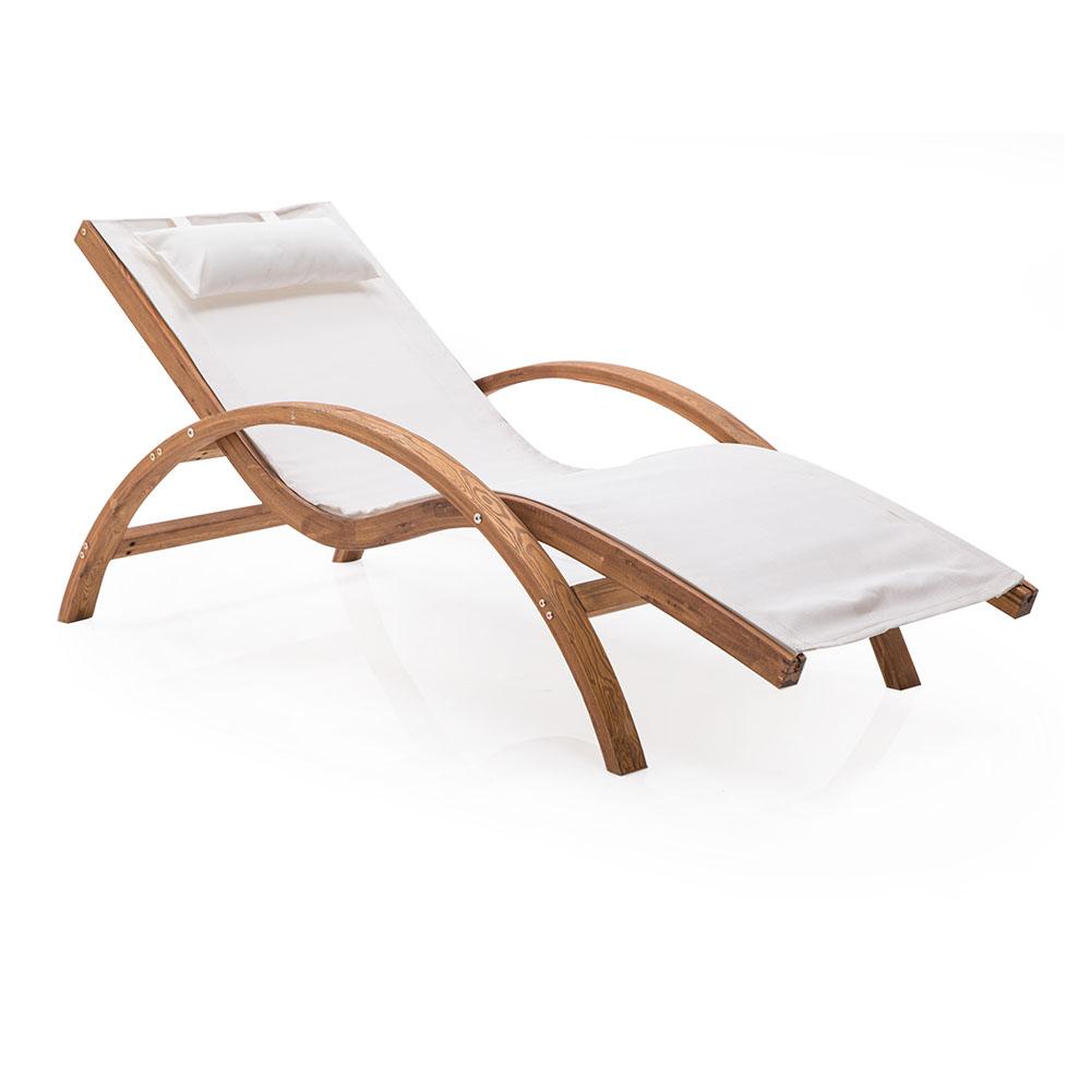 Wood Wave Outdoor Chaise Lounger w White Top