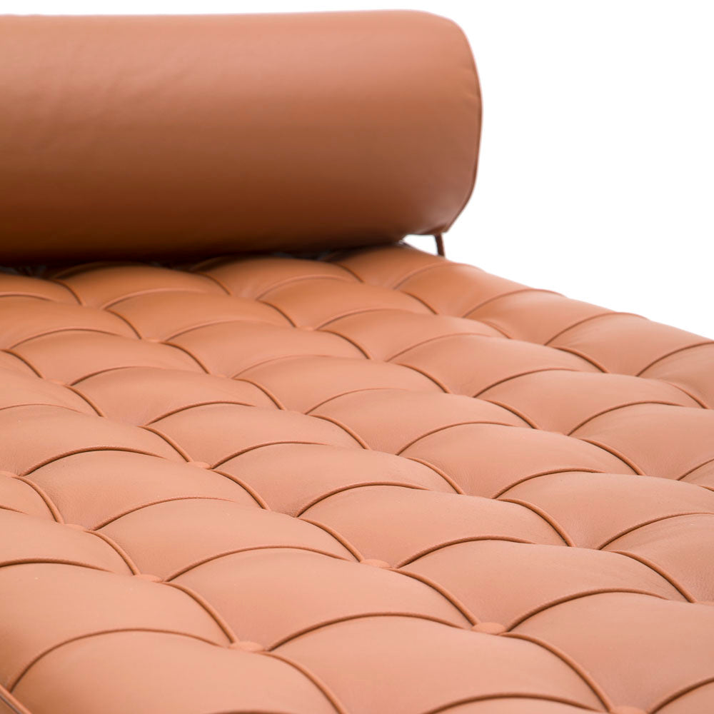 Caramel Leather Tufted Chaise Daybed