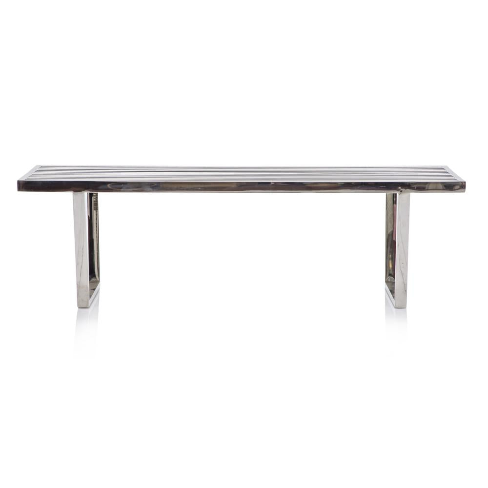 Chrome Slat Bench with Angled Legs
