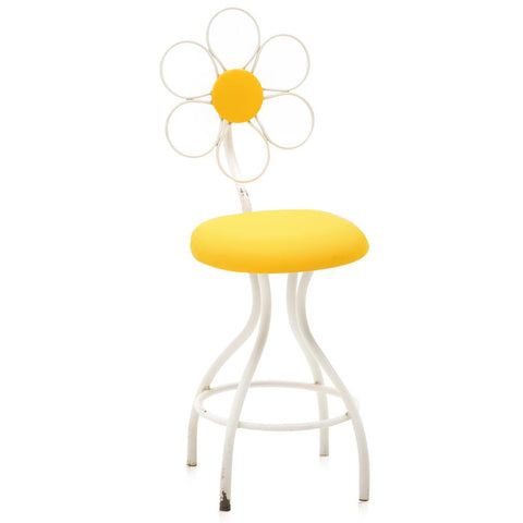 Yellow and White Floral Barstool