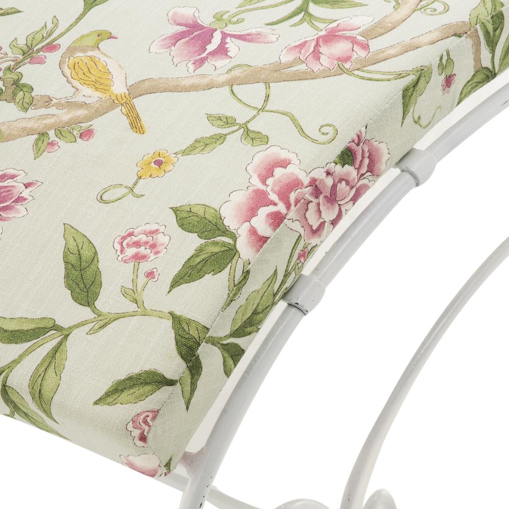 White Iron Scroll Floral Cushion Chaise Lounge