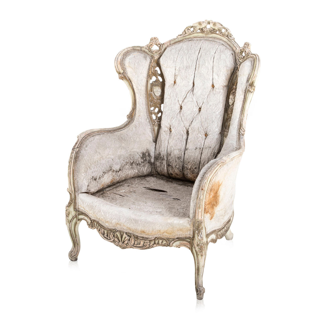 White Distressed Baroque Chair